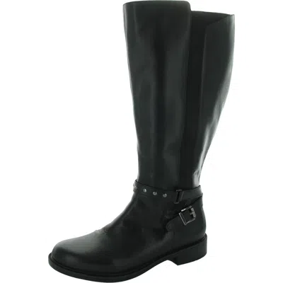 David Tate Womens Zipper Leather Knee-high Boots In Black