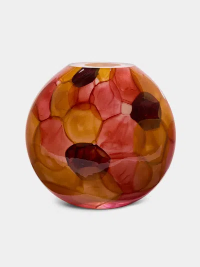 David Valner Aquarelle Hand-blown Glass Round Vase (12.5in/32cm) In Multi