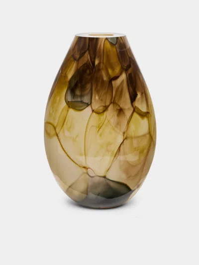 David Valner Aquarelle Hand-blown Glass Vase (17in/43cm) In Brown