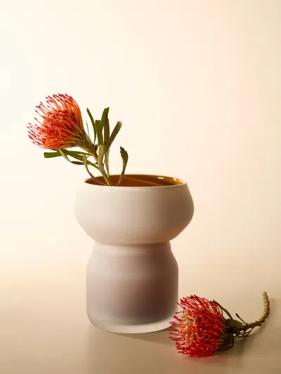David Valner Fungus Hand-blown Glass Vase  Abask Luxury Gift In Neutral