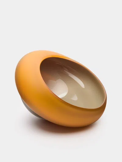 David Valner Polypore Hand-blown Glass Large Bowl In Brown