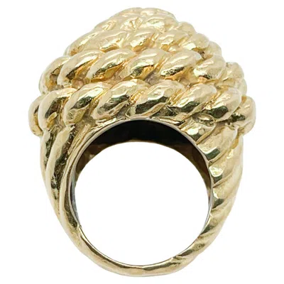 Pre-owned David Webb 18 Karat Gold Coiled Rope Cocktail Ring In Multi