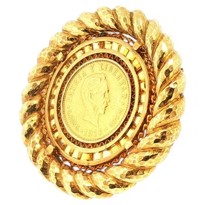 Pre-owned David Webb 18 Karat Yellow Gold Pin Brooch 1.8x0.2 Inch 42.07 Grams