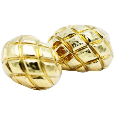 Pre-owned David Webb 18 Karat Yellow Gold Pineapple Hammer Work Clip-on Earrings