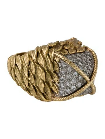 Pre-owned David Webb 18k 1.15ctw Diamond Cocktail Ring In Multi