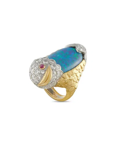 David Webb 18k 23.32 Ct. Tw. Diamond & Opal Ring (authentic Pre-loved) In Multi