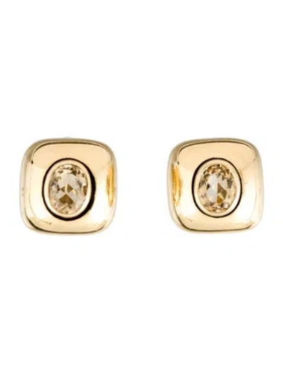 Pre-owned David Webb 18k 3.85ctw Citrine & Enamel Clip-on Earrings In Black