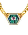 David Webb 18k 2.00 Ct. Tw. Diamond Azur Malachite And Ruby Statement Necklace  (authentic