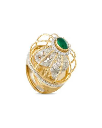 David Webb 18k & Platinum Emerald Ring (authentic Pre-loved) In Gold