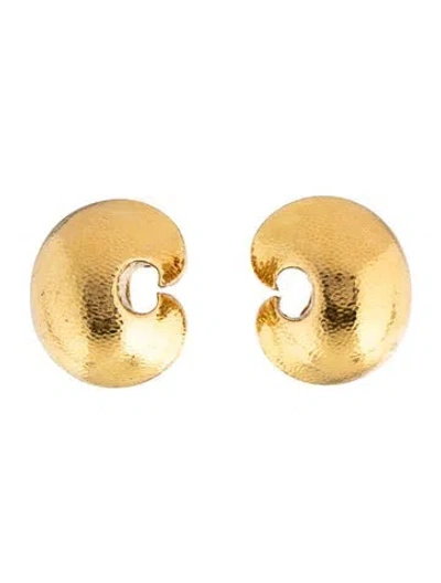 Pre-owned David Webb 18k Crescent Oversized Clip-on Earrings In Multi