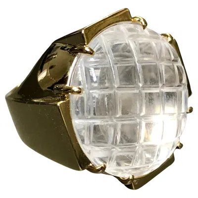 Pre-owned David Webb 18k  Crystal Pool Carved Rock Crystal Quartz Dome Ring Size 7 In Multi