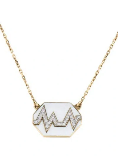 Pre-owned David Webb 18k Diamond & Enamel Skip Pendant Necklace, 16" In Multi