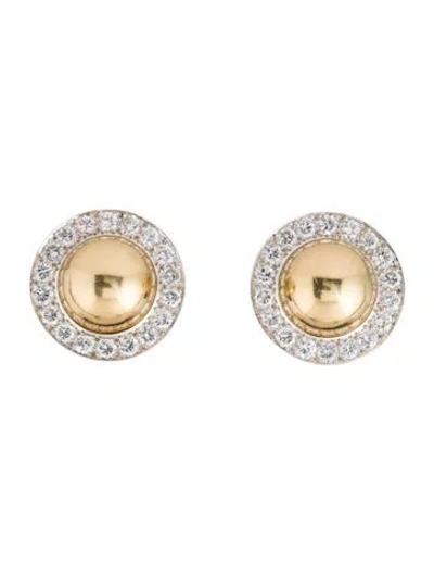 Pre-owned David Webb 18k Diamond Button Earclips In Multi