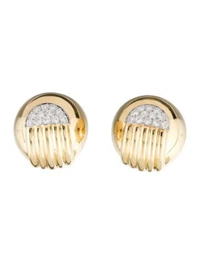 Pre-owned David Webb 18k Diamond Clip-on Earrings In Multi