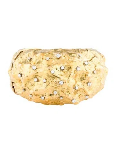 Pre-owned David Webb 18k Diamond Hinged Cuff Bracelet, 5.5" In Multi