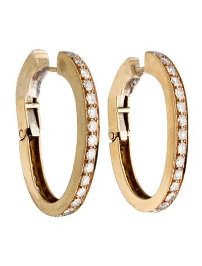 Pre-owned David Webb 18k Diamond Hinged Hoop Earrings In Multi