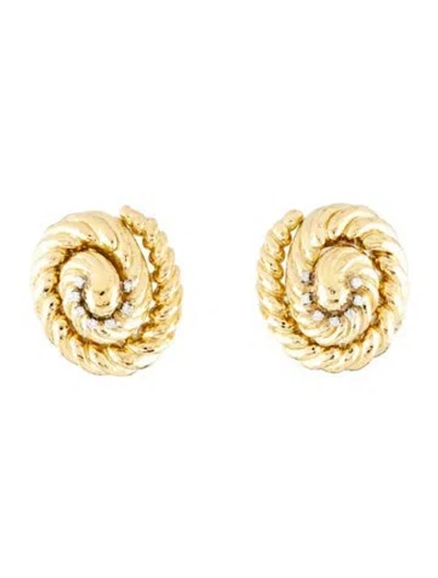 Pre-owned David Webb 18k Diamond Twist Swirl Ear Clip Ons In Multicolor