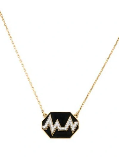 Pre-owned David Webb 18k Enamel & Diamond Skip Necklace, 15" In Multi