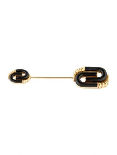 Pre-owned David Webb 18k Enamel Jabot Pin In Black
