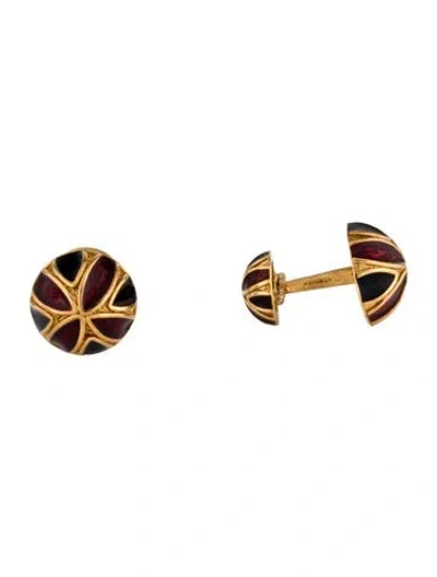 Pre-owned David Webb 18k Enamel Umbrella Cufflinks In Multi