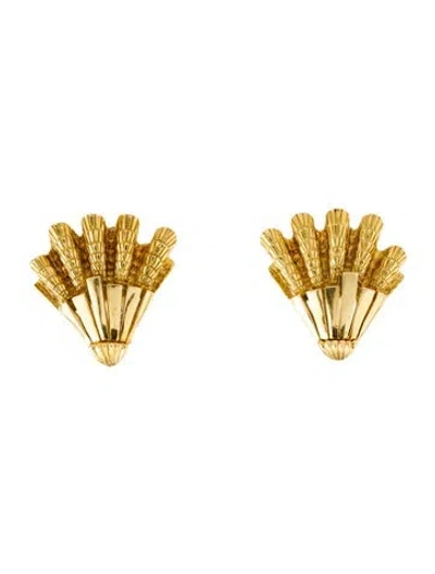 Pre-owned David Webb 18k Fan Clip On Earrings In Multi