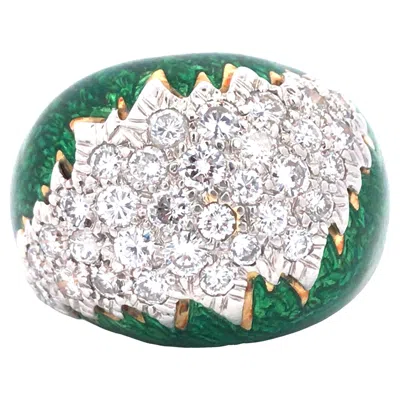 Pre-owned David Webb , 18k Gold Enamel Diamond Ring In Multi