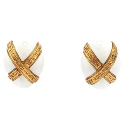 Pre-owned David Webb 18k Gold Enamel Earrings In Multiple