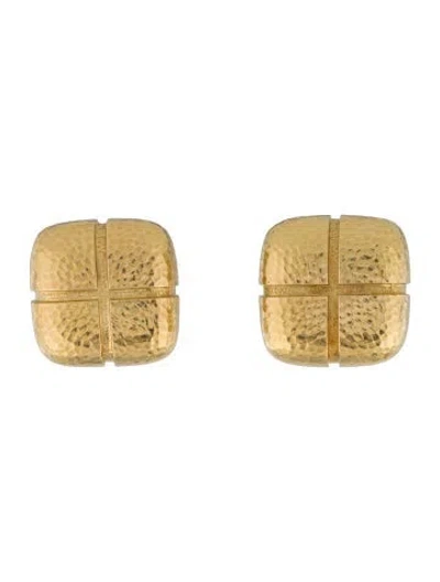 Pre-owned David Webb 18k Hammered Clip-on Earrings In Multi
