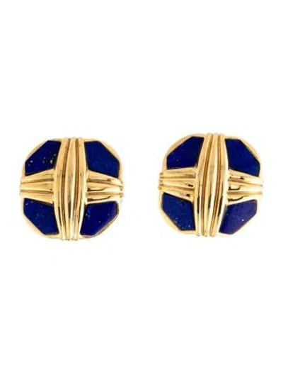 Pre-owned David Webb 18k Lapis Lazuli Clip-on Earrings In Multi