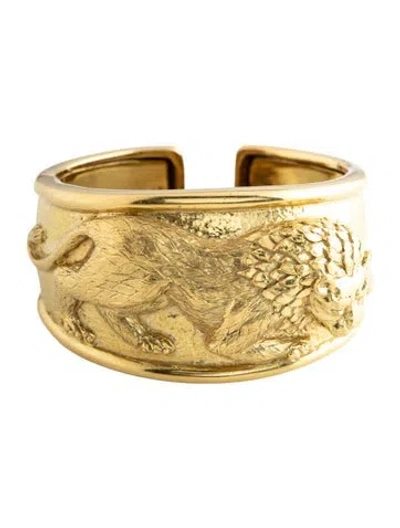 Pre-owned David Webb 18k Repoussé Lion Cuff Bracelet, 6.5" In Multicolor
