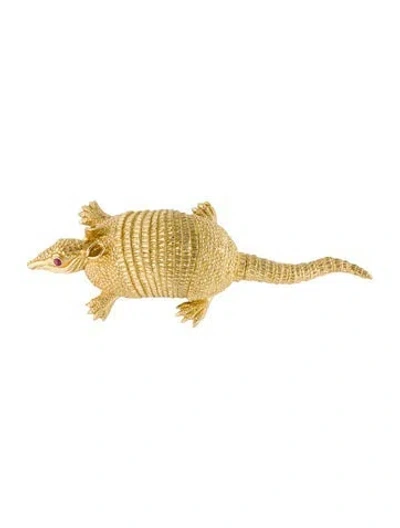 Pre-owned David Webb 18k Ruby Armadillo Brooch In Multicolor