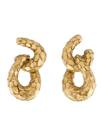 Pre-owned David Webb 18k Scaled Clip-on Earrings In Multi