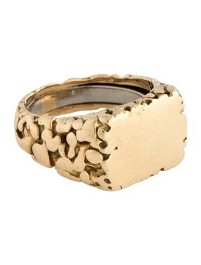 Pre-owned David Webb 18k Textured Signet Ring In Multicolor
