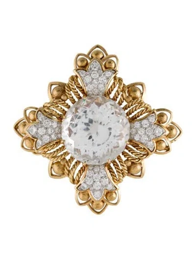 Pre-owned David Webb 18k Topaz & Diamond Brooch Pendant In Multi