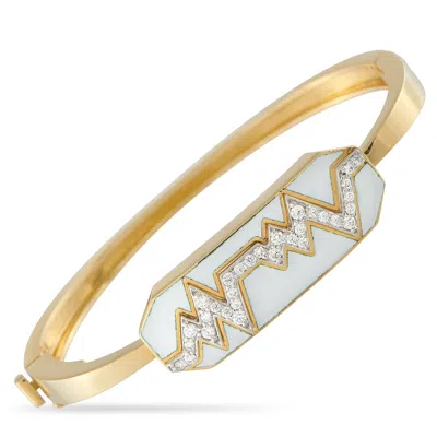 David Webb 18k Yellow Gold 0.34ct Diamond And White Enamel Skip Bracelet Dv08-040826 In Brown