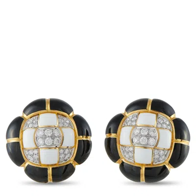 David Webb 18k Yellow Gold 1.20 Ct Diamond And Enamel Earrings Dv04-072325