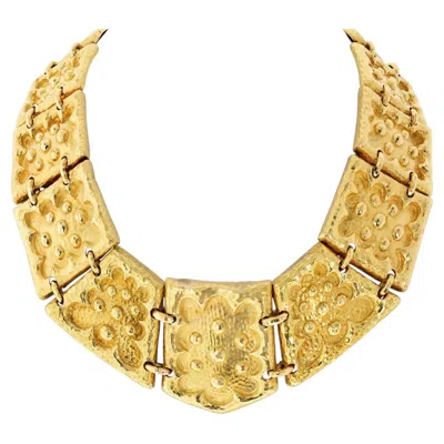 Pre-owned David Webb 18k Yellow Gold 15 Pallet Sculpted Dramatic Necklace