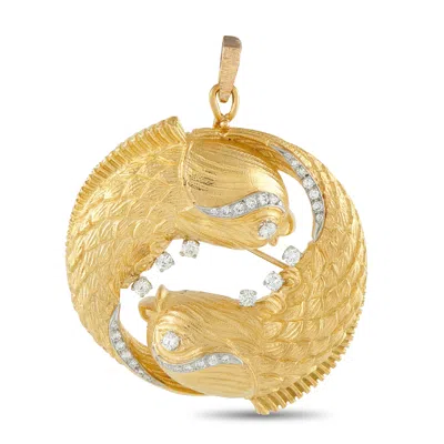 David Webb 18k Yellow Gold 1.50ct Diamond Pendant Fish Brooch Dw19-040726