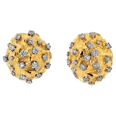 Pre-owned David Webb 18k Yellow Gold 3.00cttw Diamond Nugget Clip-on Earrings