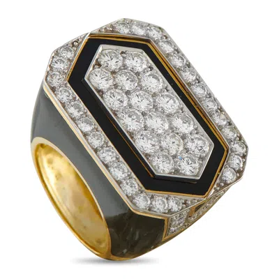 David Webb 18k Yellow Gold 3.50ct Diamond And Onyx Ring Dw12-042726 In Black