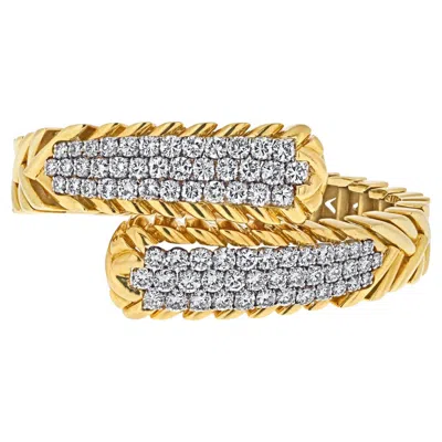 Pre-owned David Webb 18k Yellow Gold 8.00cttw Round Diamond Crossover Bracelet