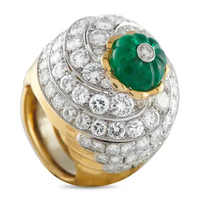 David Webb 18k Yellow Gold 8.0ct Diamond And Emerald Ring Dw13-011326