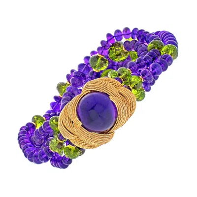 Pre-owned David Webb 18k Yellow Gold Amethyst Multi Strand Bracelet