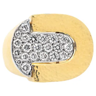 Pre-owned David Webb 18k Yellow Gold And Diamond Cocktail Ring