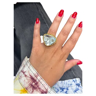 Pre-owned David Webb 18k Yellow Gold & Rock Crystal Cocktail Ring Vintage 1980s