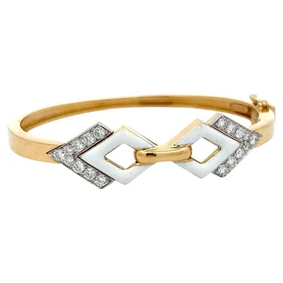 Pre-owned David Webb 18k Yellow Gold Bangle Bracelet With 0.9 Carat Round F Vs Diamonds