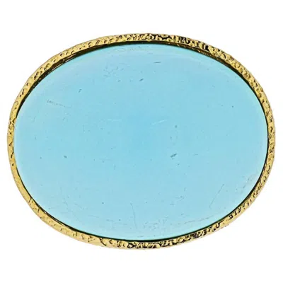 Pre-owned David Webb 18k Yellow Gold Cabochon Cut Turquoise Ring