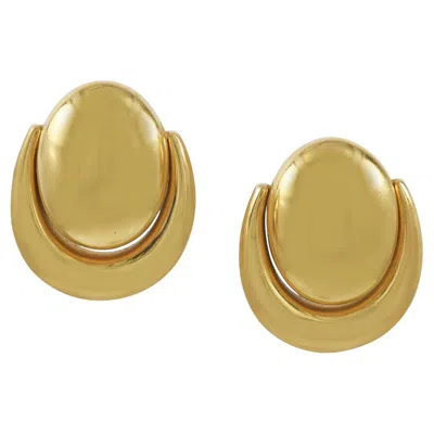 Pre-owned David Webb 18k Yellow Gold Clip-on Button Earrings, Mid-century Design