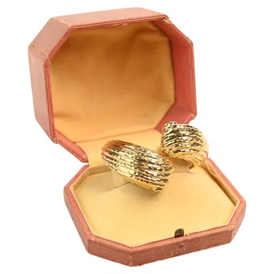 Pre-owned David Webb 18k Yellow Gold Cuff Bracelet. Metalwork Swirl Cuff Bracelet Signed