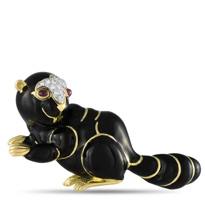 David Webb 18k Yellow Gold Diamond And Enamel Beaver Brooch Dw38-052825